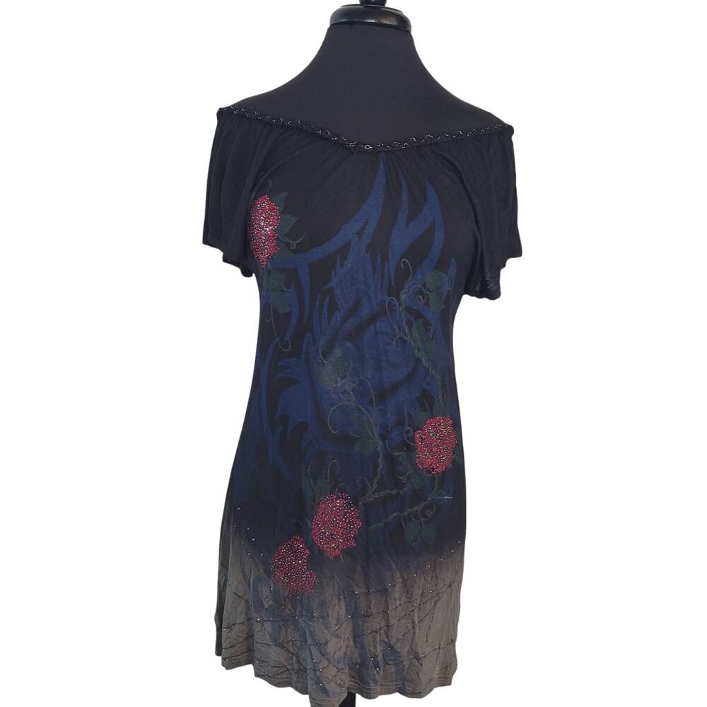 Miss Me Y2K Ombre Floral Mini Dress M Alt Cowgirl Glam